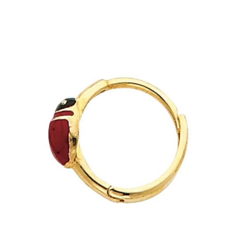 14KT Italian Gold CZ Ladybug Huggies Earrings